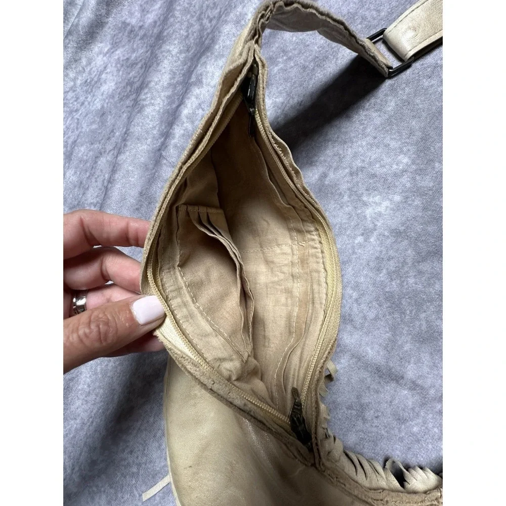 Authentic Sash Bag Leather‎ Fringe Crossbody Tan 10-Pocket Ergonomic India READ